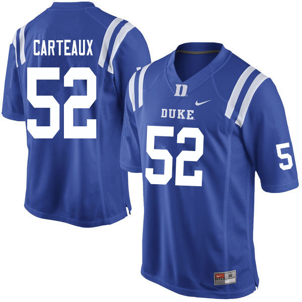 Men #52 Cole Carteaux Duke Blue Devils College Football Jerseys Sale-Blue